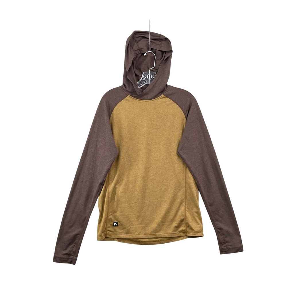 Flylow Hoodie Womens Small Brown Gold Colorblock Long Sleeve Performance Top